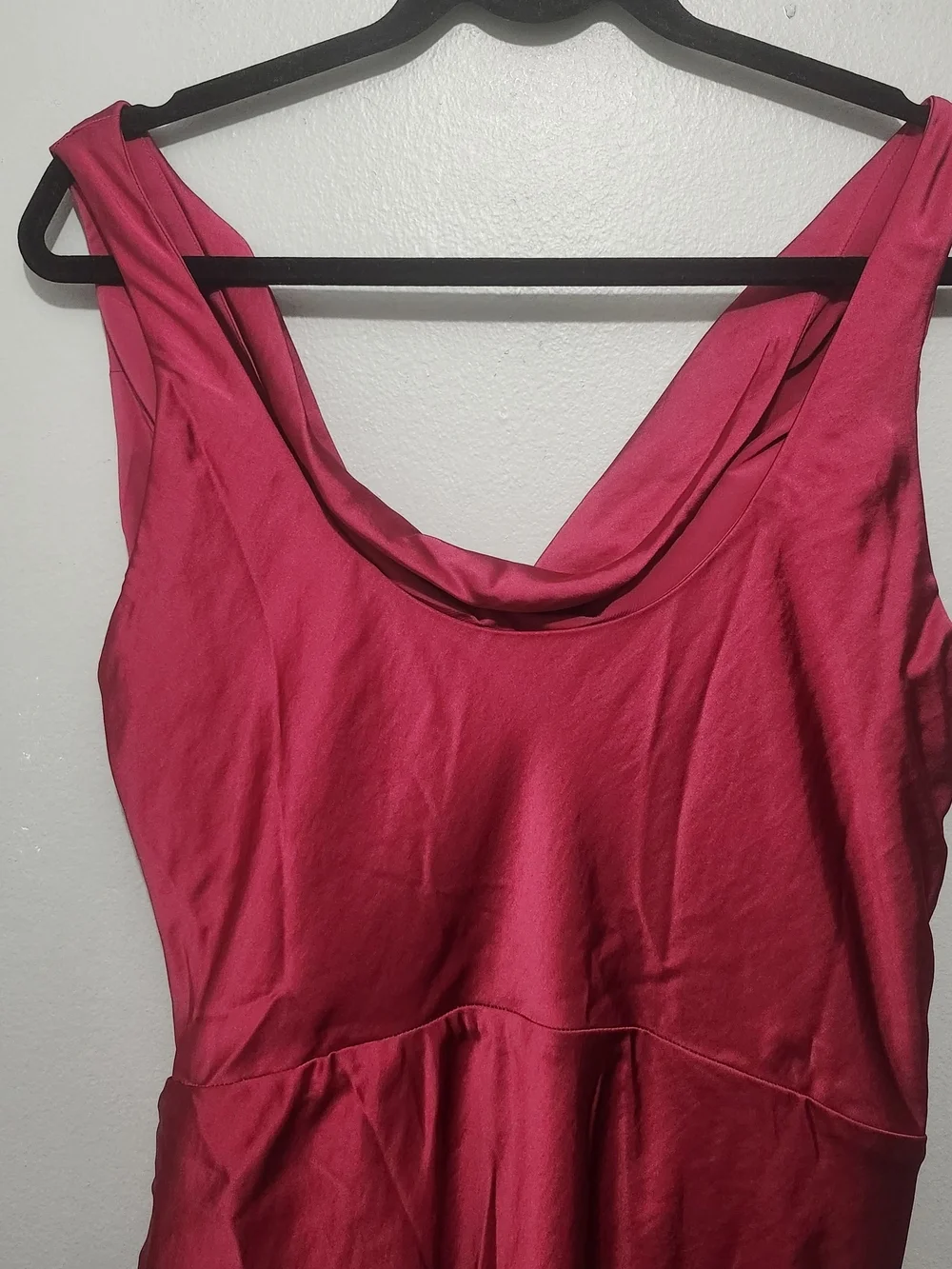 Abercrombie & Fitch Magenta Ruched Cowl Neck Maxi Dress with Side Slit Sz L New